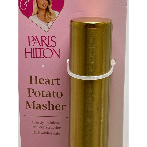 Paris Hilton Heart-Shaped Gold Stainless Steel Potato Masher New! - Picture 2 of 4